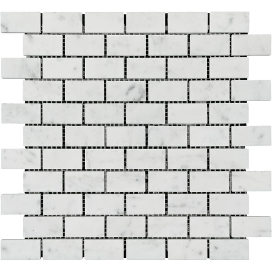 Carrara White Brick 1x2 Mosaic