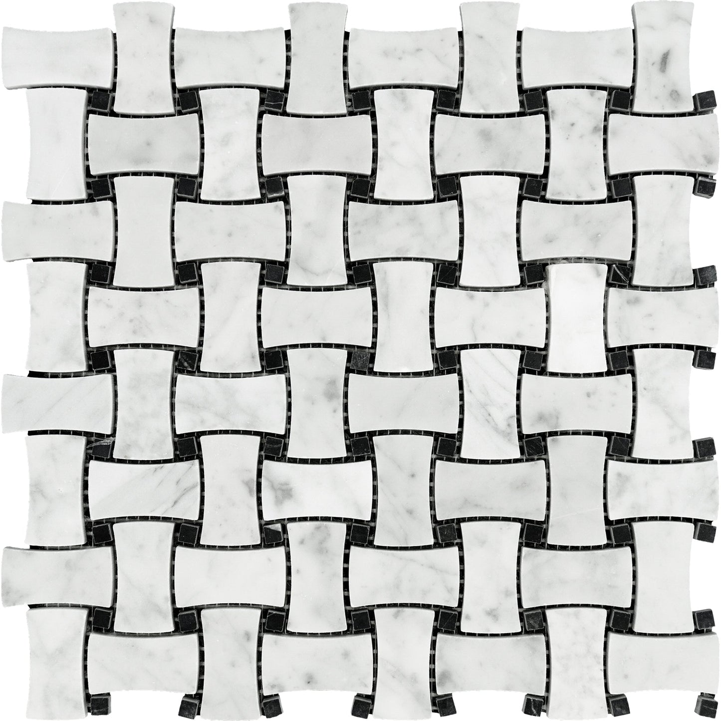 Carrara White Dog bone with Black Mosaic