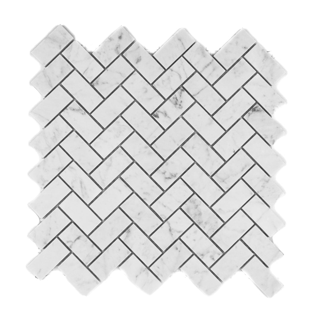 Carrara White Herringbone 1x2 Mosaic