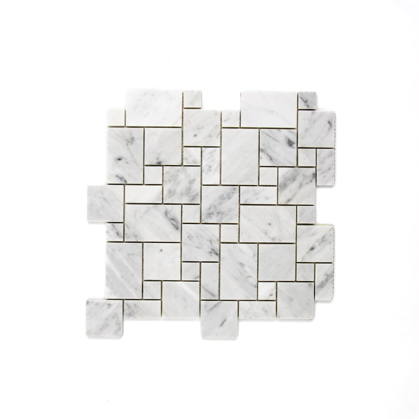 Carrara White Mini Versailles Pattern Mosaic