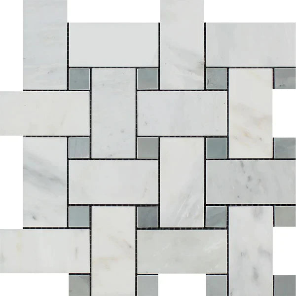 Asian Statuary Basketweave with Grey Large Mosaic