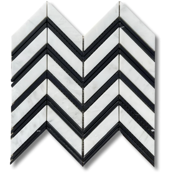 Asian Statuary Chevron with Black Mosaic