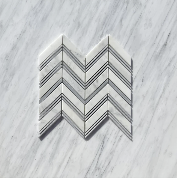 Asian Statuary Chevron with Grey Mosaic