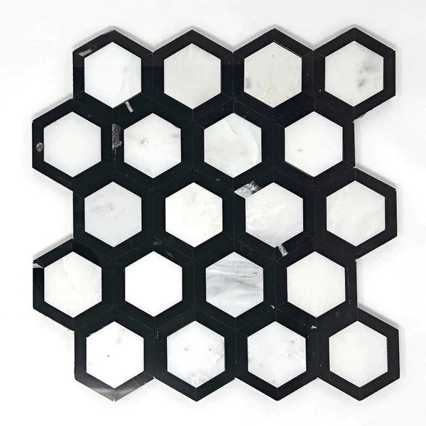 Asian Statuary Hexagon 2" Vortex with Black Mosaic