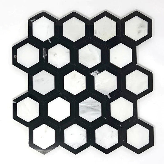 Asian Statuary Hexagon 2" Vortex with Black Mosaic