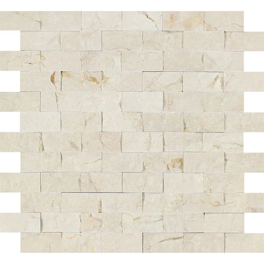 Crema Marfil Brick 1x2 Split Faced Mosaic