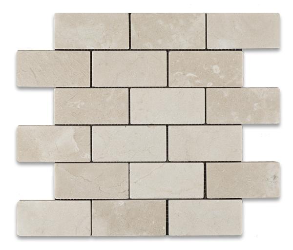 Crema Marfil Brick 2x4 Tumbled Mosaic