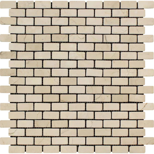 Crema Marfil Brick Mini Tumbled Mosaic