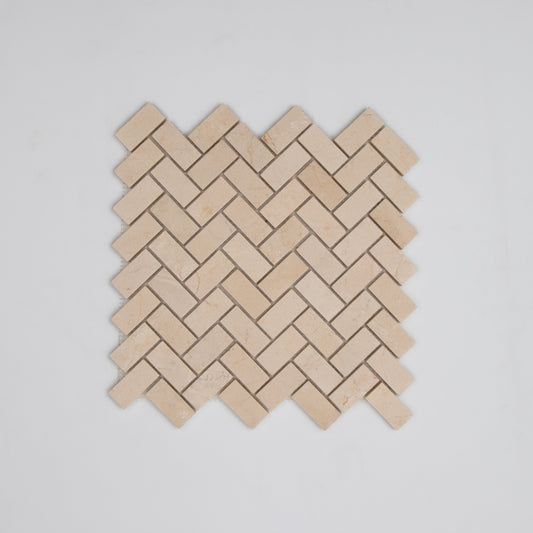 Crema Marfil Herringbone 1x2 Mosaic