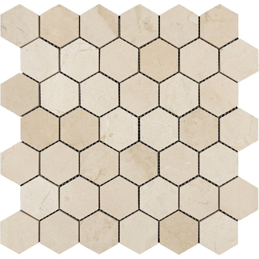 Crema Marfil Hexagon 2" Mosaic