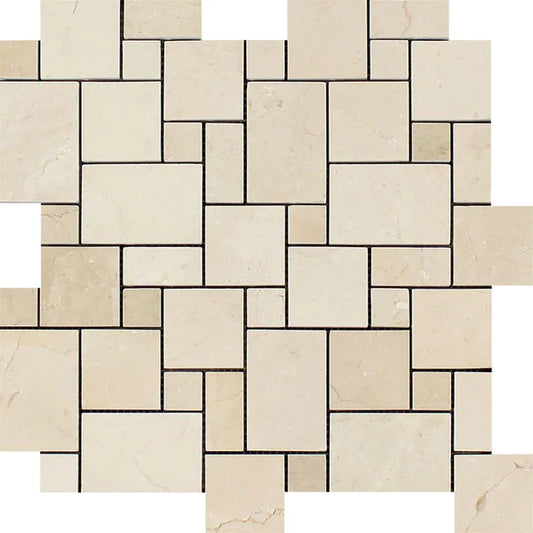 Crema Marfil Mini Versailles Mosaic