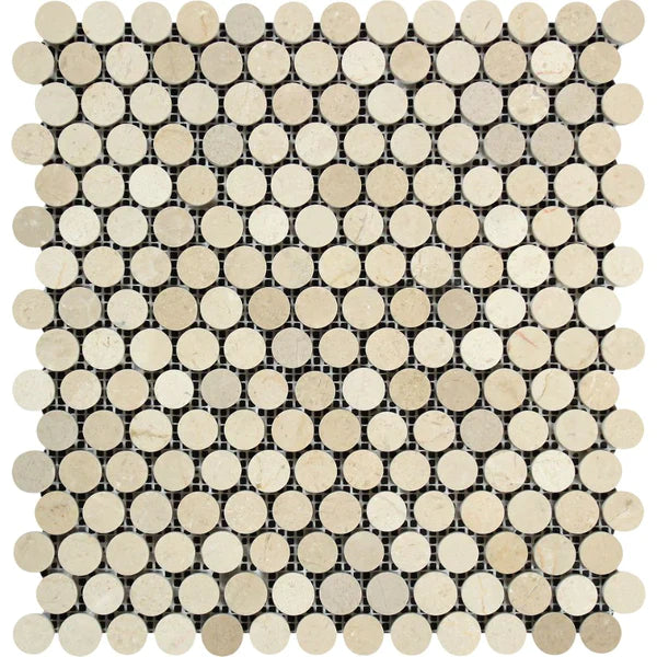 Crema Marfil Penny Round Mosaic