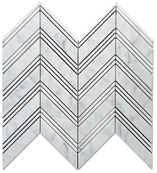 Carrara White Chevron 1x4 Mosaic