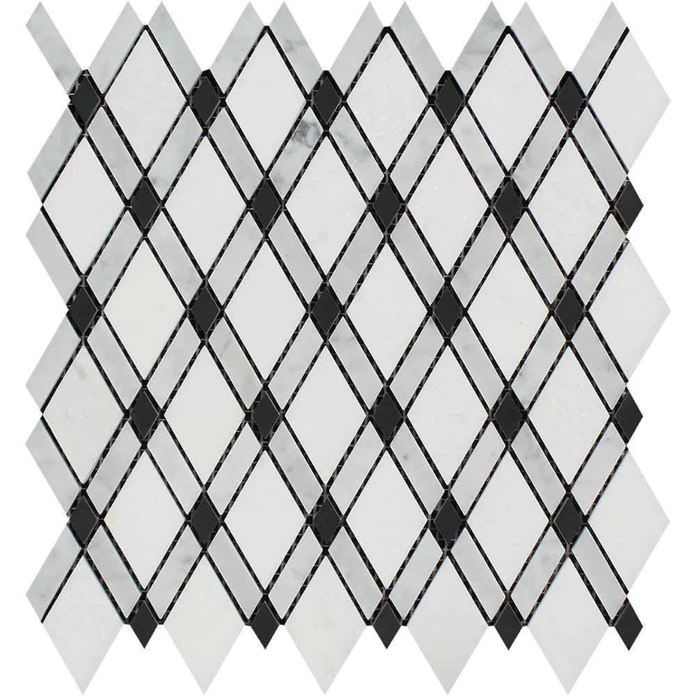 Carrara White Lattice With Black Mosaic