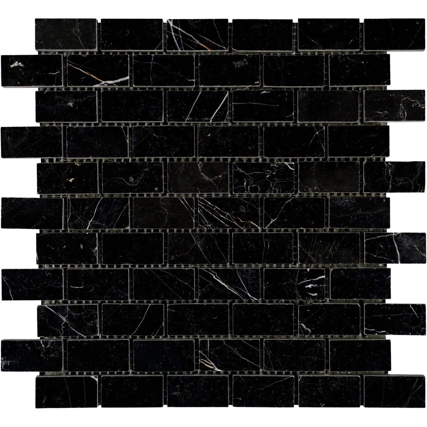 Nero Marquina Brick 1x2 Mosaic