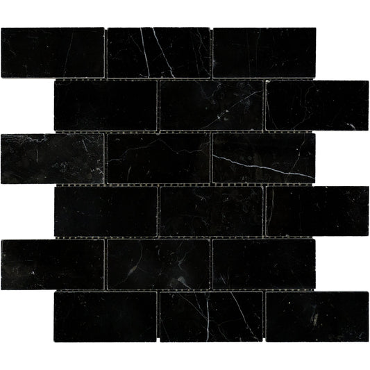 Nero Marquina Brick 2x4 Mosaic