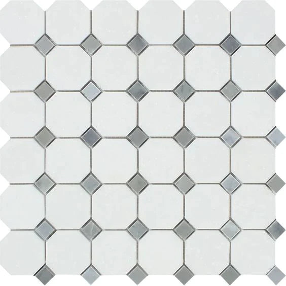 Thassos Octagon with Grey Mosaic